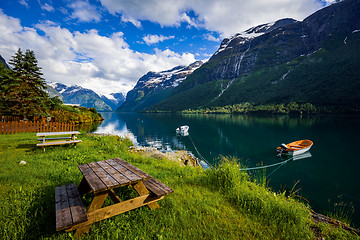 Image showing lovatnet lake Beautiful Nature Norway.