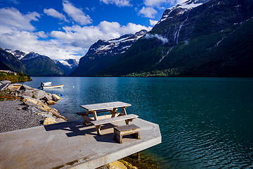 Image showing lovatnet lake Beautiful Nature Norway.