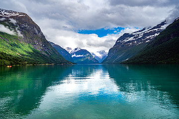 Image showing lovatnet lake Beautiful Nature Norway.