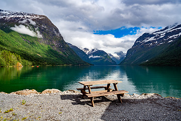 Image showing lovatnet lake Beautiful Nature Norway.