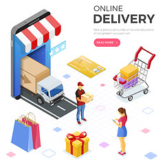 Image showing Internet Shopping Online Delivery Isometric Concept