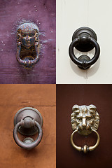 Image showing Ancient door knockers collection.