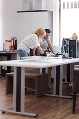 Image showing designers in office at the wooden furniture manufacture