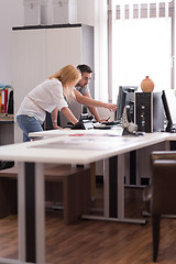 Image showing designers in office at the wooden furniture manufacture