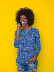 Image showing young black Woman Using mobile phone