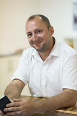 Image showing designer in his furniture manufacturing workshop