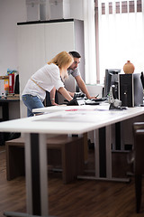 Image showing designers in office at the wooden furniture manufacture