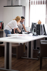 Image showing designers in office at the wooden furniture manufacture