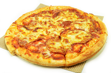 Image showing Salami pizza isolated