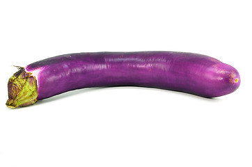 Image showing One fresh eggplant with stem isolated