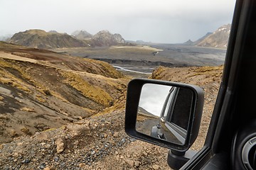 Image showing Side view mirror, Iceland drive