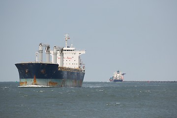 Image showing Industrial ship sailing in