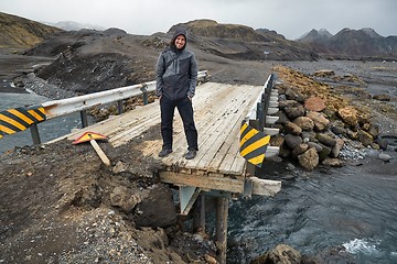 Image showing Broken bridge over a river in Iceland