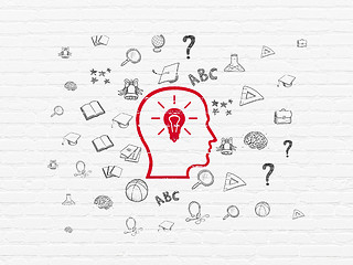 Image showing Education concept: Head With Lightbulb on wall background