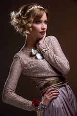 Image showing Beautiful girl in lace silk dress