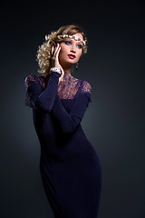 Image showing Beautiful girl in lace chiffon dress