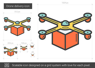 Image showing Drone delivery line icon.