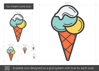 Image showing Ice cream cone line icon.