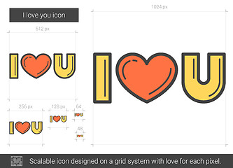 Image showing I love you line icon.