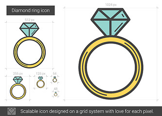 Image showing Diamond ring line icon.