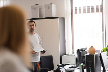 Image showing designers in office at the wooden furniture manufacture