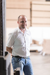 Image showing designer in his furniture manufacturing workshop