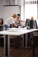 Image showing designers in office at the wooden furniture manufacture