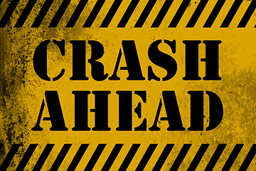 Image showing Crash Ahead sign yellow with stripes