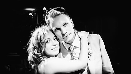 Image showing Black and White Portrait Of Happy Couple In Love