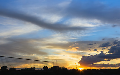 Image showing Colorful Summer Sunset With Picturesque Clouds