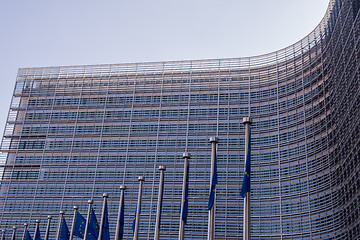 Image showing European flags in front of the Berlaymont building