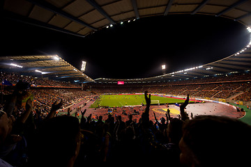 Image showing soccer fans support their favorite sports team