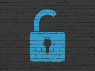 Image showing Information concept: Opened Padlock on wall background