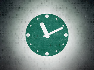 Image showing Timeline concept: Clock on Digital Data Paper background