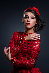 Image showing Beautiful girl in lace silk dress