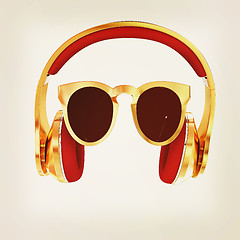 Image showing Sunglasses and headphone for your face. 3d illustration. Vintage