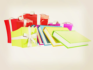 Image showing Gifts and books. 3d illustration. Vintage style