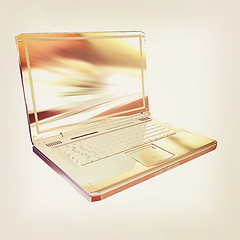 Image showing Chrome, metallic laptop isolated on white background. 3d illustr