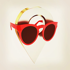 Image showing Glamour map pointer in sunglasses. 3d illustration. Vintage styl