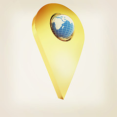 Image showing Realistic 3d pointer of map with Earth. Global concept. 3d illus