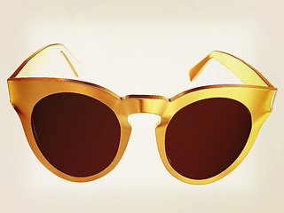 Image showing Cool gold sunglasses. 3d illustration. Vintage style