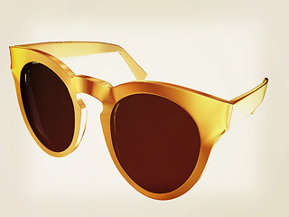 Image showing Cool gold sunglasses. 3d illustration. Vintage style