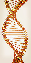 Image showing DNA gold. 3d illustration. Vintage style