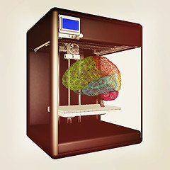 Image showing Medical 3d printer for duplication of human brain. 3D Bio-printe