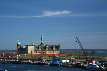 Image showing Kronborg Castle viewed from the ferry to Sweden