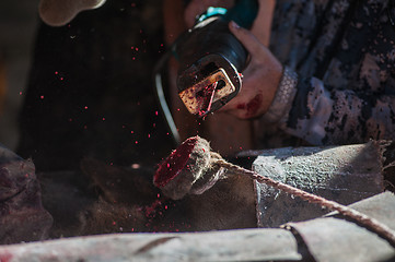 Image showing Cutting antlers of Altaic stag maral