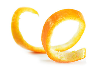 Image showing Peeled spiral orange skin isolated