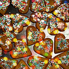 Image showing Homemade christmas cookies on a dark table