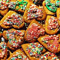 Image showing Homemade christmas cookies on a dark table