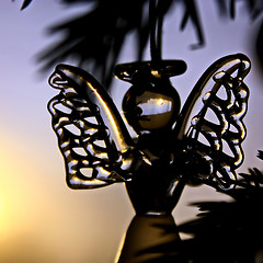 Image showing Toy glass angel decoration on the xmas tree